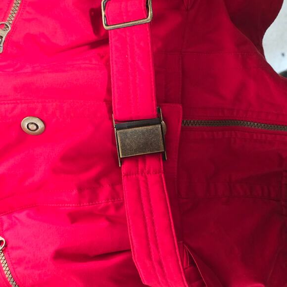 Vintage 90s Ossi Skiwear Faux Fur Collar Red Belted Snow Jacket Women’s Size 8 - Picture 8 of 10